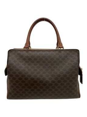 Celine Handbag Macadam Pattern Brown Dark Mini Boston Leather X